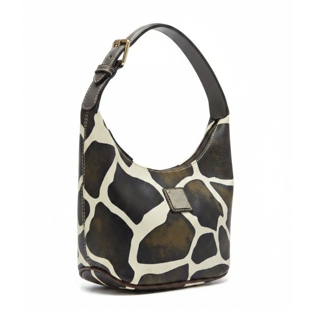 Dooney & Bourke Serengeti Giraffe Print Hobo Brown Leather Goldtone Hardware